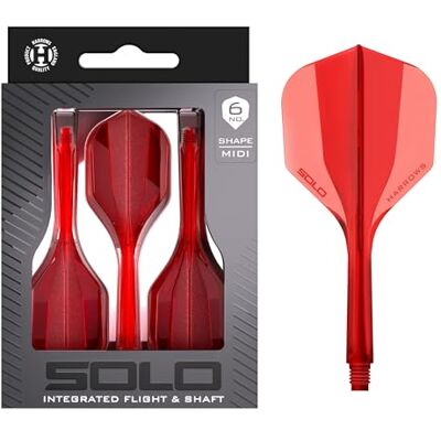 Harrows Solo Système intégré de vol et d'arbre – 3 ailettes et arbres moulés – Construction monobloc Aero Core – Design fixe à 90° pour plus de stabilité (rouge, midi) - Publicité Harrows Solo Système intégré de vol et d'arbre – 3 ailettes et arbres moulés – Construction monobloc Aero Core – Design fixe à 90° pour plus de stabilité (rouge, midi) - Publicité