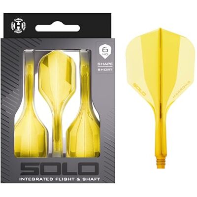 Harrows Solo Système intégré de vol et d'arbre – 3 ailettes et arbres moulés – Construction monobloc Aero Core – Design fixe à 90° pour plus de stabilité – Jaune moyen - Publicité Harrows Solo Système intégré de vol et d'arbre – 3 ailettes et arbres moulés – Construction monobloc Aero Core – Design fixe à 90° pour plus de stabilité – Jaune moyen - Publicité
