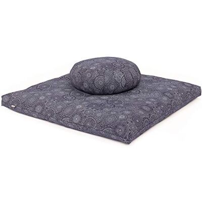 Bodhi Kit de méditation Collection Maharaja Tapis de méditation (zabuton) et coussin de méditation Zafu avec rembourrage en épeautre Housse en coton Tapis de méditation (mandala/bleu foncé) - Publicité Bodhi Kit de méditation Collection Maharaja Tapis de méditation (zabuton) et coussin de méditation Zafu avec rembourrage en épeautre Housse en coton Tapis de méditation (mandala/bleu foncé) - Publicité