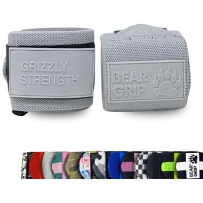 BEAR GRIP Bandages de poignet robustes de qualité supérieure de 61 cm pour haltérophilie, musculation, crossfit, haltérophilie, StrongMan (gris/gris) - Publicité BEAR GRIP Bandages de poignet robustes de qualité supérieure de 61 cm pour haltérophilie, musculation, crossfit, haltérophilie, StrongMan (gris/gris) - Publicité