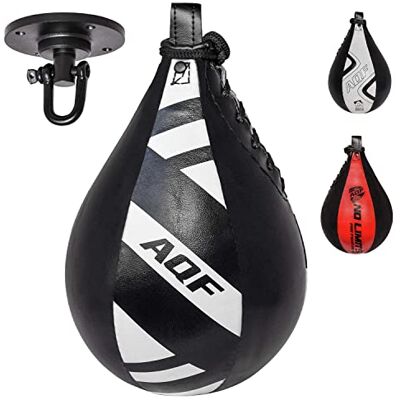 AQF Punching Ball Adulte Sac de Boxe en Cuir avec Fixations Kit d'entraînement Poire de Vitesse MMA et Pivotant Rotule Plafond (Noir & Blanc) - Publicité AQF Punching Ball Adulte Sac de Boxe en Cuir avec Fixations Kit d'entraînement Poire de Vitesse MMA et Pivotant Rotule Plafond (Noir & Blanc) - Publicité