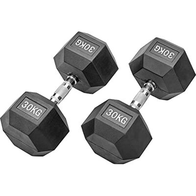 Bad Company Haltères hexagonales en caoutchouc noir Haltères courtes caoutchoutées pour aérobic, gymnastique et fitness - Publicité Bad Company Haltères hexagonales en caoutchouc noir Haltères courtes caoutchoutées pour aérobic, gymnastique et fitness - Publicité