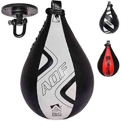 AQF Punching Ball Adulte Sac de Boxe en Cuir avec Fixations Kit d'entraînement Poire de Vitesse MMA et Pivotant Rotule Plafond (Noir & Blanc Pro) - Publicité AQF Punching Ball Adulte Sac de Boxe en Cuir avec Fixations Kit d'entraînement Poire de Vitesse MMA et Pivotant Rotule Plafond (Noir & Blanc Pro) - Publicité