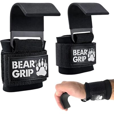 BEAR GRIP BEARGRIP Sangles de levage à crochet et support de poignet – Sangles de gym robustes pour l'haltérophilie, le soulevé de terre, la dynamophilie et la musculation, réduisent la fatigue de préhension - Publicité BEAR GRIP BEARGRIP Sangles de levage à crochet et support de poignet – Sangles de gym robustes pour l'haltérophilie, le soulevé de terre, la dynamophilie et la musculation, réduisent la fatigue de préhension - Publicité