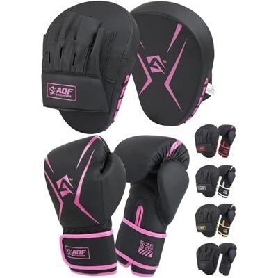 AQF Gant De Boxe Adulte avec Patte d'ours- Kits De Boxe Adulte- Gants De Boxing avec Incurvées Pao Boxe's pour Sac Frappe, MMA, Kickboxing, D'entraînement, Arts Martiaux, Muay Thai Pad (Rose, 10oz) - Publicité AQF Gant De Boxe Adulte avec Patte d'ours- Kits De Boxe Adulte- Gants De Boxing avec Incurvées Pao Boxe's pour Sac Frappe, MMA, Kickboxing, D'entraînement, Arts Martiaux, Muay Thai Pad (Rose, 10oz) - Publicité