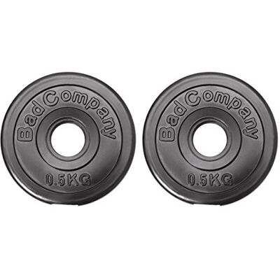 Bad Company Disques d'haltères 30/31 mm en Plastique par Paires (1-30 kg) ou en Set (3-90 kg) I Poids pour haltères Longs et Courts - Publicité Bad Company Disques d'haltères 30/31 mm en Plastique par Paires (1-30 kg) ou en Set (3-90 kg) I Poids pour haltères Longs et Courts - Publicité