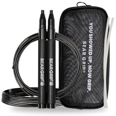 BEAR GRIP Elite Speed Corde à Sauter Fitness Conditionnement et Perte de Graisse Poignées Autobloquantes en Aluminium Antidérapantes Crossfit, MMA, Boxe, Entraînement Haute Intensité (HIIT) et - Publicité BEAR GRIP Elite Speed Corde à Sauter Fitness Conditionnement et Perte de Graisse Poignées Autobloquantes en Aluminium Antidérapantes Crossfit, MMA, Boxe, Entraînement Haute Intensité (HIIT) et - Publicité