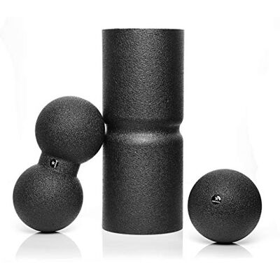 BODYMATE Set fascias Care incluant Un Rouleau 35x14cm dureté Moyenne avec rainure Centrale pour soulager la Colonne vertébrale, Une Balle 12cm et Une Balle Duo 12x24cm Noir + E-Book - Publicité BODYMATE Set fascias Care incluant Un Rouleau 35x14cm dureté Moyenne avec rainure Centrale pour soulager la Colonne vertébrale, Une Balle 12cm et Une Balle Duo 12x24cm Noir + E-Book - Publicité