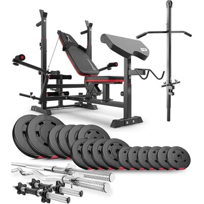Hop-Sport - HS-1075 - Banc réglable - Ensemble 57,5 kg de poids - Weight set - Publicité Hop-Sport - HS-1075 - Banc réglable - Ensemble 57,5 kg de poids - Weight set - Publicité