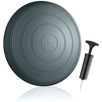 BODYMATE Coussin d'équilibre COMFORT Ø33cm + Pompe incluse Coussin gonflable pour Core training, fitness, rééducation BLEU GRIS - Publicité BODYMATE Coussin d'équilibre COMFORT Ø33cm + Pompe incluse Coussin gonflable pour Core training, fitness, rééducation BLEU GRIS - Publicité