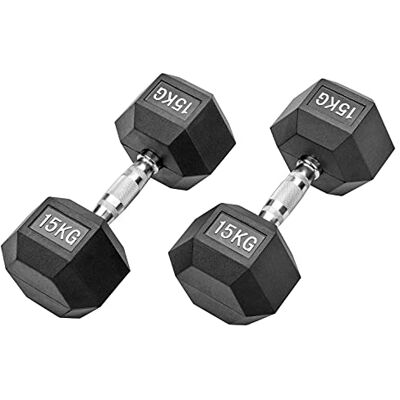 Bad Company Haltères hexagonales en caoutchouc noir Haltères courtes caoutchoutées pour aérobic, gymnastique et fitness - Publicité Bad Company Haltères hexagonales en caoutchouc noir Haltères courtes caoutchoutées pour aérobic, gymnastique et fitness - Publicité
