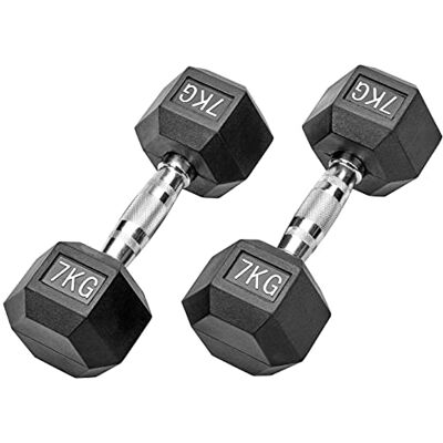 Bad Company Haltères hexagonales en caoutchouc noir Haltères courtes caoutchoutées pour aérobic, gymnastique et fitness - Publicité Bad Company Haltères hexagonales en caoutchouc noir Haltères courtes caoutchoutées pour aérobic, gymnastique et fitness - Publicité