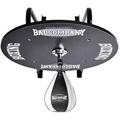 Bad Company Speedball plate-forme professionnel Kit Appareil avec roulement Noir et PU Punching Ball Medium Noir/Box pour montage mural - Publicité Bad Company Speedball plate-forme professionnel Kit Appareil avec roulement Noir et PU Punching Ball Medium Noir/Box pour montage mural - Publicité