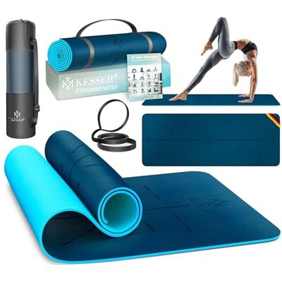 KESSER® Tapis de Gymnastique avec Sangle antidérapante TPE Tapis de Yoga rembourré et antidérapant Tapis de Fitness, 83 x 6 Tapis d'entraînement pour Le Fitness Tapis de Sport, Pilates - Publicité KESSER® Tapis de Gymnastique avec Sangle antidérapante TPE Tapis de Yoga rembourré et antidérapant Tapis de Fitness, 83 x 6 Tapis d'entraînement pour Le Fitness Tapis de Sport, Pilates - Publicité
