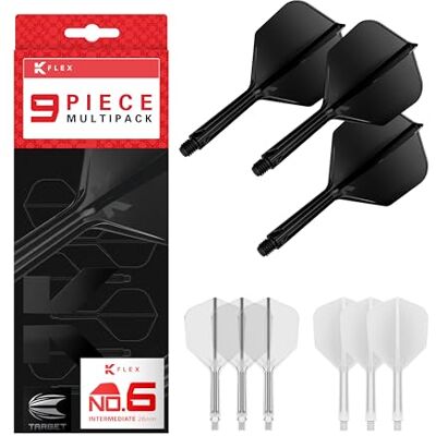 Target Darts K-Flex Integrated Dart Flights and Shafts, Tige Intermédiaire (26mm), No.6 Flight, 9-pack Bundle, Noir, Blanc et Transparent Kflex 2 In 1 Flight and Stem, Professional Darts Accessories - Publicité Target Darts K-Flex Integrated Dart Flights and Shafts, Tige Intermédiaire (26mm), No.6 Flight, 9-pack Bundle, Noir, Blanc et Transparent Kflex 2 In 1 Flight and Stem, Professional Darts Accessories - Publicité