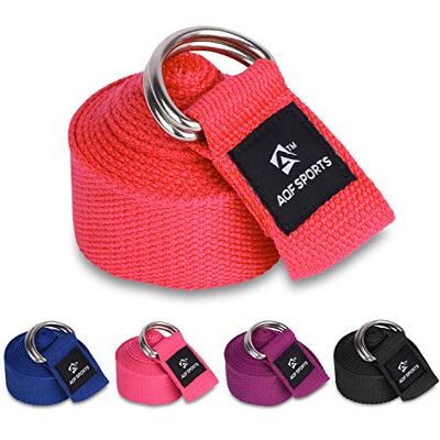AQF Sangle Yoga étirement elastique musculation resistance band Ceinture à Anneau en D réglable, 100% Pure Cotton pour Corps Stretching avec Tailles 1.8M/2.4M/3M (2.4M, Rouge) - Publicité AQF Sangle Yoga étirement elastique musculation resistance band Ceinture à Anneau en D réglable, 100% Pure Cotton pour Corps Stretching avec Tailles 1.8M/2.4M/3M (2.4M, Rouge) - Publicité