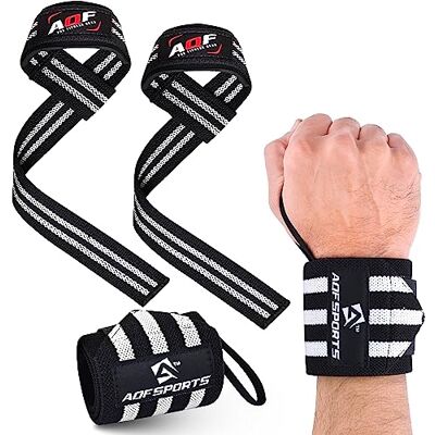 AQF 18" Bande Poignet Musculation & Rembourrées Sangle De Tirage Musculation Set (1 Paire De Chaque), Maintien Poignet Kit pour Muscu, Powerlifting, Deadlift & Fitness Hommes Et Femmes - Publicité AQF 18" Bande Poignet Musculation & Rembourrées Sangle De Tirage Musculation Set (1 Paire De Chaque), Maintien Poignet Kit pour Muscu, Powerlifting, Deadlift & Fitness Hommes Et Femmes - Publicité