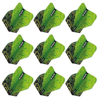 RED DRAGON Lot de 3 ailettes de fléchettes standard double face Yin Yang vert et noir (9 ailettes au total) - Publicité RED DRAGON Lot de 3 ailettes de fléchettes standard double face Yin Yang vert et noir (9 ailettes au total) - Publicité