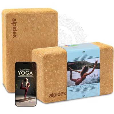 ALPIDEX Brique Yoga Block Bloc en Liège Pilates Lot de 2 E-Book 23x14x7,5cm 100% Naturel, Briques, Blocs, Cork Blocks, Brick, Matériel Fitness, Antidérapant, Durable, Équilibre, Asanas, Étirement - Publicité ALPIDEX Brique Yoga Block Bloc en Liège Pilates Lot de 2 E-Book 23x14x7,5cm 100% Naturel, Briques, Blocs, Cork Blocks, Brick, Matériel Fitness, Antidérapant, Durable, Équilibre, Asanas, Étirement - Publicité