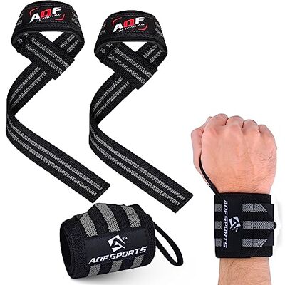 AQF 18" Bande Poignet Musculation & Rembourrées Sangle De Tirage Musculation Set (1 Paire De Chaque), Maintien Poignet Kit pour Muscu, Powerlifting, Deadlift & Fitness Hommes Et Femmes - Publicité AQF 18" Bande Poignet Musculation & Rembourrées Sangle De Tirage Musculation Set (1 Paire De Chaque), Maintien Poignet Kit pour Muscu, Powerlifting, Deadlift & Fitness Hommes Et Femmes - Publicité