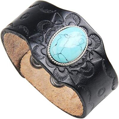 Generic Bracelet en Cuir pour Femme,Vintage Tressé en Cuir Véritable Noir Large Turquoise Géométrique Bangles Bracelets De Charme Personnalité Cadeau De Noël pour Les Hommes Femmes Garçons - Publicité Generic Bracelet en Cuir pour Femme,Vintage Tressé en Cuir Véritable Noir Large Turquoise Géométrique Bangles Bracelets De Charme Personnalité Cadeau De Noël pour Les Hommes Femmes Garçons - Publicité