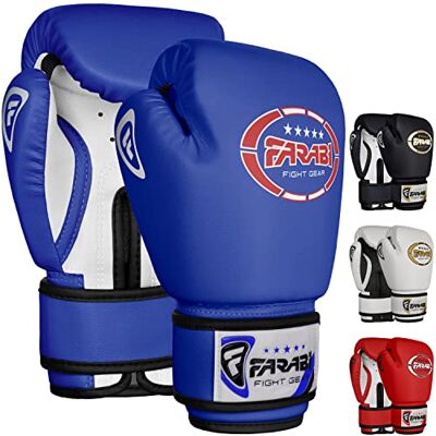 Farabi Sports Gants de Boxe Enfant 4oz 6oz 8oz – Gants Junior pour Muay Thai, Kickboxing, Sparring & Entraînement sur Sac de Frappe (Blue/White, 4-oz) - Publicité Farabi Sports Gants de Boxe Enfant 4oz 6oz 8oz – Gants Junior pour Muay Thai, Kickboxing, Sparring & Entraînement sur Sac de Frappe (Blue/White, 4-oz) - Publicité