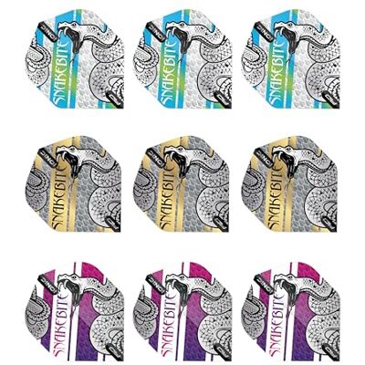RED DRAGON Hardcore Snakebite Coiled Snake Dart Flight Selection Pack 3 Ensembles par Pack (9 Vols de fléchettes au Total) - Publicité RED DRAGON Hardcore Snakebite Coiled Snake Dart Flight Selection Pack 3 Ensembles par Pack (9 Vols de fléchettes au Total) - Publicité