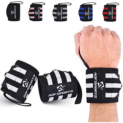 AQF Protege Poignet 18" Supportent Les D'haltérophilie Les Attelle Poignet De Force D'entraînement Gymnastique Musculation Avec Boucle Pour Le Pouce (Blanc/Noir) - Publicité AQF Protege Poignet 18" Supportent Les D'haltérophilie Les Attelle Poignet De Force D'entraînement Gymnastique Musculation Avec Boucle Pour Le Pouce (Blanc/Noir) - Publicité