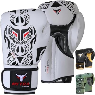 Mytra Fusion Gants de Boxe Gants d'entraînement MMA Parfaits pour Le Punch, Le Kickboxing, Le Fitness, Le Sparring, Le Muay Thai, l'entraînement et Le Combat (White/Black, 14-oz) - Publicité Mytra Fusion Gants de Boxe Gants d'entraînement MMA Parfaits pour Le Punch, Le Kickboxing, Le Fitness, Le Sparring, Le Muay Thai, l'entraînement et Le Combat (White/Black, 14-oz) - Publicité