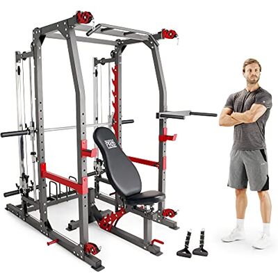 Marcy Pro Smith Machine et Power Rack avec Croisement de Poulies et Banc de Musculation - Publicité Marcy Pro Smith Machine et Power Rack avec Croisement de Poulies et Banc de Musculation - Publicité