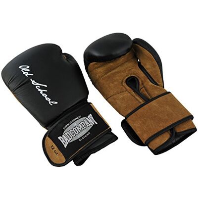 Bad Company Gants de boxe en cuir I Modèle Old School I Pour l'entraînement de boxe, sparring et boxe de compétition I Grades de poids 10 oz à 16 oz I Noir/marron - Publicité Bad Company Gants de boxe en cuir I Modèle Old School I Pour l'entraînement de boxe, sparring et boxe de compétition I Grades de poids 10 oz à 16 oz I Noir/marron - Publicité