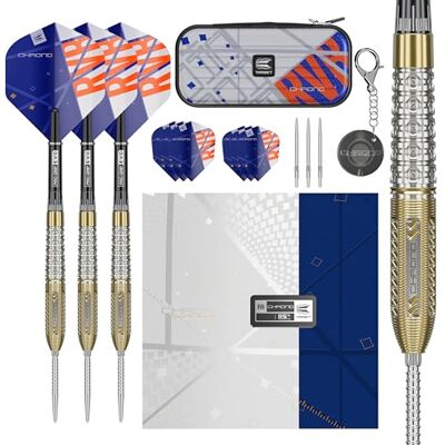 Target Darts Raymond Van Barneveld Chrono Steel Tip Swiss Point Darts, 95% Tungsten Dart Set, 21G/23G/25G Inclut Dart Storage Case Takoma Wallet, Extra Dart Flights, Swiss Dart Points & SP Tool - Publicité Target Darts Raymond Van Barneveld Chrono Steel Tip Swiss Point Darts, 95% Tungsten Dart Set, 21G/23G/25G Inclut Dart Storage Case Takoma Wallet, Extra Dart Flights, Swiss Dart Points & SP Tool - Publicité