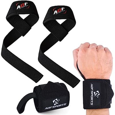 AQF 18" Bande Poignet Musculation & Rembourrées Sangle De Tirage Musculation Set (1 Paire De Chaque), Maintien Poignet Kit pour Muscu, Powerlifting, Deadlift & Fitness Hommes Et Femmes - Publicité AQF 18" Bande Poignet Musculation & Rembourrées Sangle De Tirage Musculation Set (1 Paire De Chaque), Maintien Poignet Kit pour Muscu, Powerlifting, Deadlift & Fitness Hommes Et Femmes - Publicité