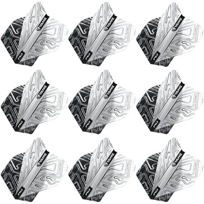RED DRAGON Lot de 3 ailettes de fléchettes standard double face Yin Yang Blanc et noir (9 ailettes au total) - Publicité RED DRAGON Lot de 3 ailettes de fléchettes standard double face Yin Yang Blanc et noir (9 ailettes au total) - Publicité