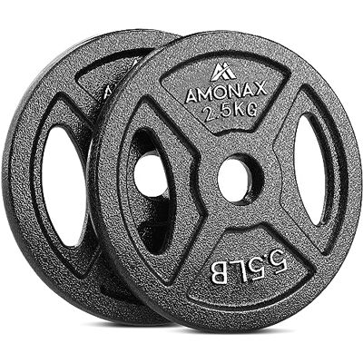 Amonax disque de musculation, plaques de poids de 2,5kg, 5kg, 10kg poids musculation pour barres olympiques 50mm, fonte disques d'haltère pour haltérophilie et hip thrust chez vous - Publicité Amonax disque de musculation, plaques de poids de 2,5kg, 5kg, 10kg poids musculation pour barres olympiques 50mm, fonte disques d'haltère pour haltérophilie et hip thrust chez vous - Publicité