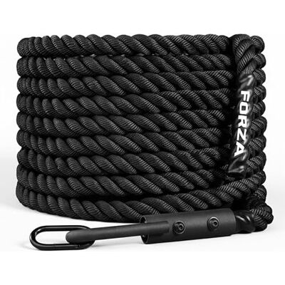 FORZA Corde de traction pour traîneau de gym Corde en polyester robuste de 15 m avec crochet et mousqueton en acier – Entraînement de force, conditionnement et résistance pour les gymnases et les - Publicité FORZA Corde de traction pour traîneau de gym Corde en polyester robuste de 15 m avec crochet et mousqueton en acier – Entraînement de force, conditionnement et résistance pour les gymnases et les - Publicité