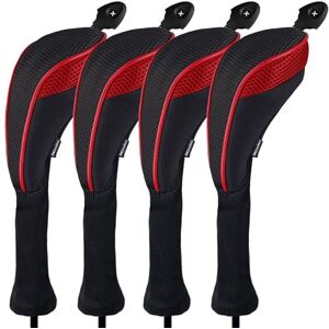 Andux Long Neck Golf Hybrid Club Head Covers with Dial No. Tag (Black/Red,4pcs) - Publicité Andux Long Neck Golf Hybrid Club Head Covers with Dial No. Tag (Black/Red,4pcs) - Publicité