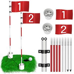 THIODOON Lot de 2 drapeaux de golf de 1,8 m et coupe pour Yard Pro, trou de golf amovible et drapeau pour mise à niveau du practice, fibre de verre antirouille, design à 5 sections avec connecteurs - Publicité THIODOON Lot de 2 drapeaux de golf de 1,8 m et coupe pour Yard Pro, trou de golf amovible et drapeau pour mise à niveau du practice, fibre de verre antirouille, design à 5 sections avec connecteurs - Publicité