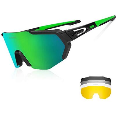 Queshark Lunettes de Sport Polarisées pour Hommes Femmes Avec 3 ou 5 Lentilles pour le Cyclisme, la Pêche, le Golf, la Conduite - Publicité Queshark Lunettes de Sport Polarisées pour Hommes Femmes Avec 3 ou 5 Lentilles pour le Cyclisme, la Pêche, le Golf, la Conduite - Publicité