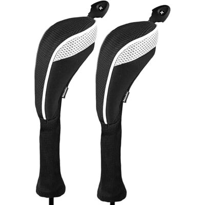 Andux CTMT-01 Lot de 2 Couvre-Clubs de Golf Hybrides à col Long avec Cadran numéro CTMT-01 Noir/Blanc - Publicité Andux CTMT-01 Lot de 2 Couvre-Clubs de Golf Hybrides à col Long avec Cadran numéro CTMT-01 Noir/Blanc - Publicité
