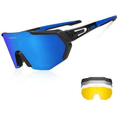 Queshark Lunettes de Sport Polarisées pour Hommes Femmes Avec 3 ou 5 Lentilles pour le Cyclisme, la Pêche, le Golf, la Conduite - Publicité Queshark Lunettes de Sport Polarisées pour Hommes Femmes Avec 3 ou 5 Lentilles pour le Cyclisme, la Pêche, le Golf, la Conduite - Publicité