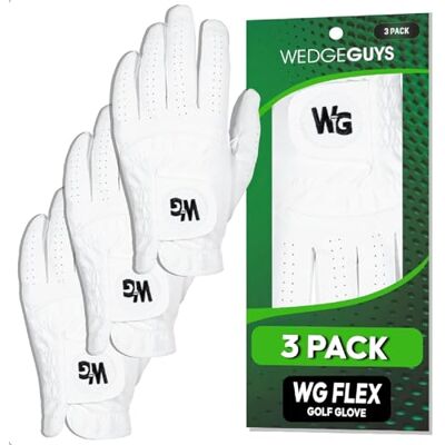 Wedge Guys Flex – Lot de 3 gants de golf en cuir Cabretta de qualité supérieure pour homme avec dos en élasthanne Microfit extensible et durable pour plus de confort et une adhérence supérieure dans - Publicité Wedge Guys Flex – Lot de 3 gants de golf en cuir Cabretta de qualité supérieure pour homme avec dos en élasthanne Microfit extensible et durable pour plus de confort et une adhérence supérieure dans - Publicité