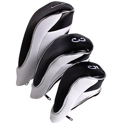Andux Lot de 3 Couvre-Clubs de Golf 460 CC avec Fermeture éclair Blanc - Publicité Andux Lot de 3 Couvre-Clubs de Golf 460 CC avec Fermeture éclair Blanc - Publicité
