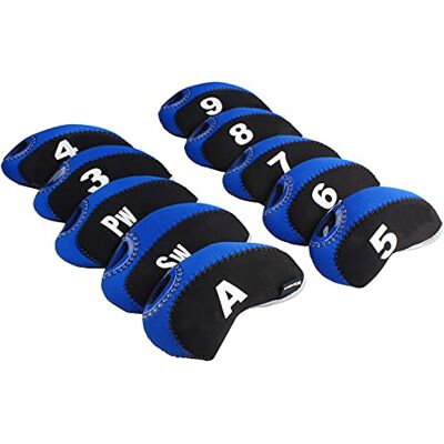 Andux Golf Fer Tête couvertures avec Nombre Tag Lot de 10 Noir/Bleu - Publicité Andux Golf Fer Tête couvertures avec Nombre Tag Lot de 10 Noir/Bleu - Publicité