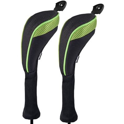 Andux Lot de 2 Couvre-Clubs de Golf Hybrides à col Long avec Cadran numéro Noir/Vert - Publicité Andux Lot de 2 Couvre-Clubs de Golf Hybrides à col Long avec Cadran numéro Noir/Vert - Publicité