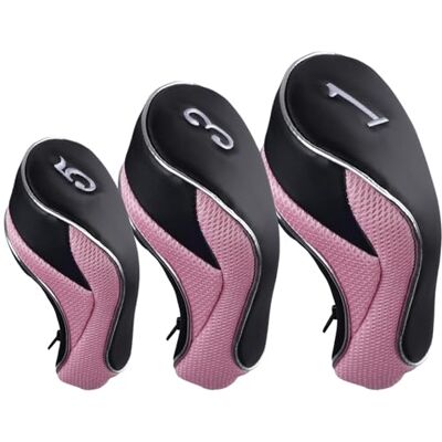 Andux Lot de 3 Couvre-Clubs de Golf 460 CC avec Fermeture éclair Rose - Publicité Andux Lot de 3 Couvre-Clubs de Golf 460 CC avec Fermeture éclair Rose - Publicité