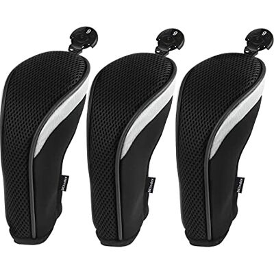 Andux Lot de 3 Couvre-Clubs de Golf Hybrides à col Court avec Cadran n° Tag Noir - Publicité Andux Lot de 3 Couvre-Clubs de Golf Hybrides à col Court avec Cadran n° Tag Noir - Publicité