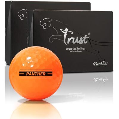 Trust Balles de Golf Panther pour Passer sous Les 100 Revêtement Uréthane pour Un Toucher Ultra-Doux Noyau Big Max pour Une Distance Maximale et Un Vol Précis (12/24/48, Blanc/Jaune/Orange) - Publicité Trust Balles de Golf Panther pour Passer sous Les 100 Revêtement Uréthane pour Un Toucher Ultra-Doux Noyau Big Max pour Une Distance Maximale et Un Vol Précis (12/24/48, Blanc/Jaune/Orange) - Publicité
