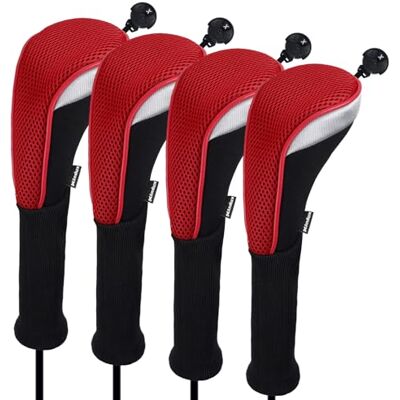 Andux Lot de 4 Couvre-têtes de Club de Golf Hybrides avec Cadran n° Rouge - Publicité Andux Lot de 4 Couvre-têtes de Club de Golf Hybrides avec Cadran n° Rouge - Publicité