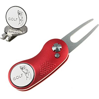 Kofull Outil de Golf Relève+ Ball Marker Pitch Switchblade Golf Vert Outil de réparation en Acier Inoxydable avec Bouton Pop Up Portable et Pliable Relève-Pitch - Publicité Kofull Outil de Golf Relève+ Ball Marker Pitch Switchblade Golf Vert Outil de réparation en Acier Inoxydable avec Bouton Pop Up Portable et Pliable Relève-Pitch - Publicité